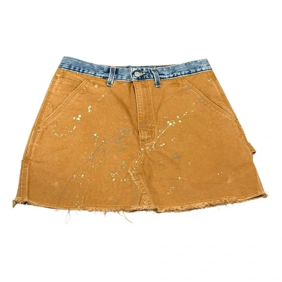 Free People xTricia Fix Carhartt Mid Rise Mini Skirt Brown Womens Size M